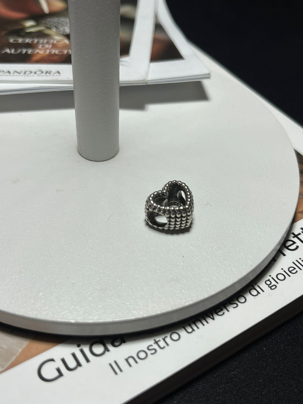 Charm Cuore Aperto con Perline in Argento