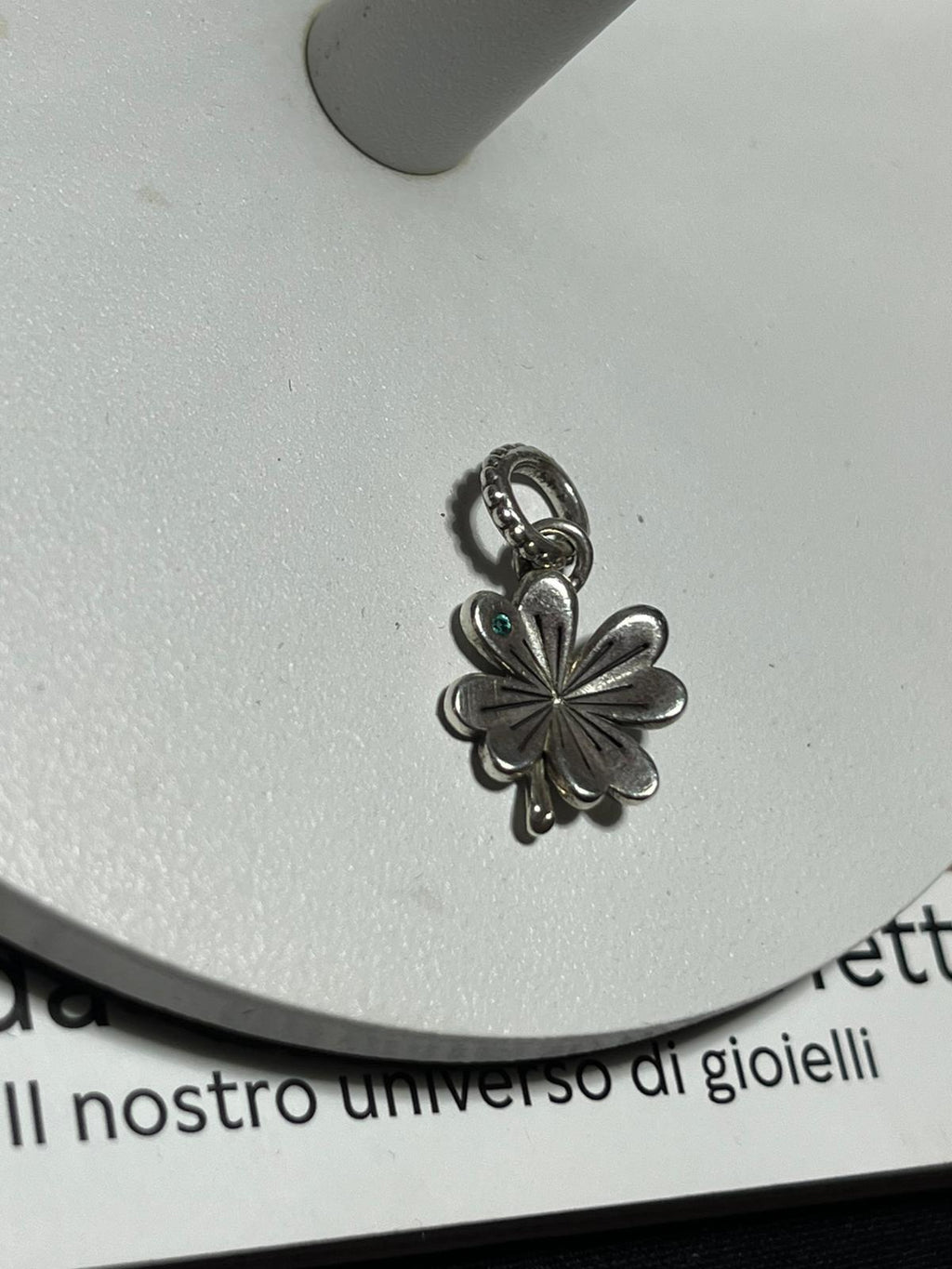 Charm Pendente Quadrifoglio con Perlina in Argento