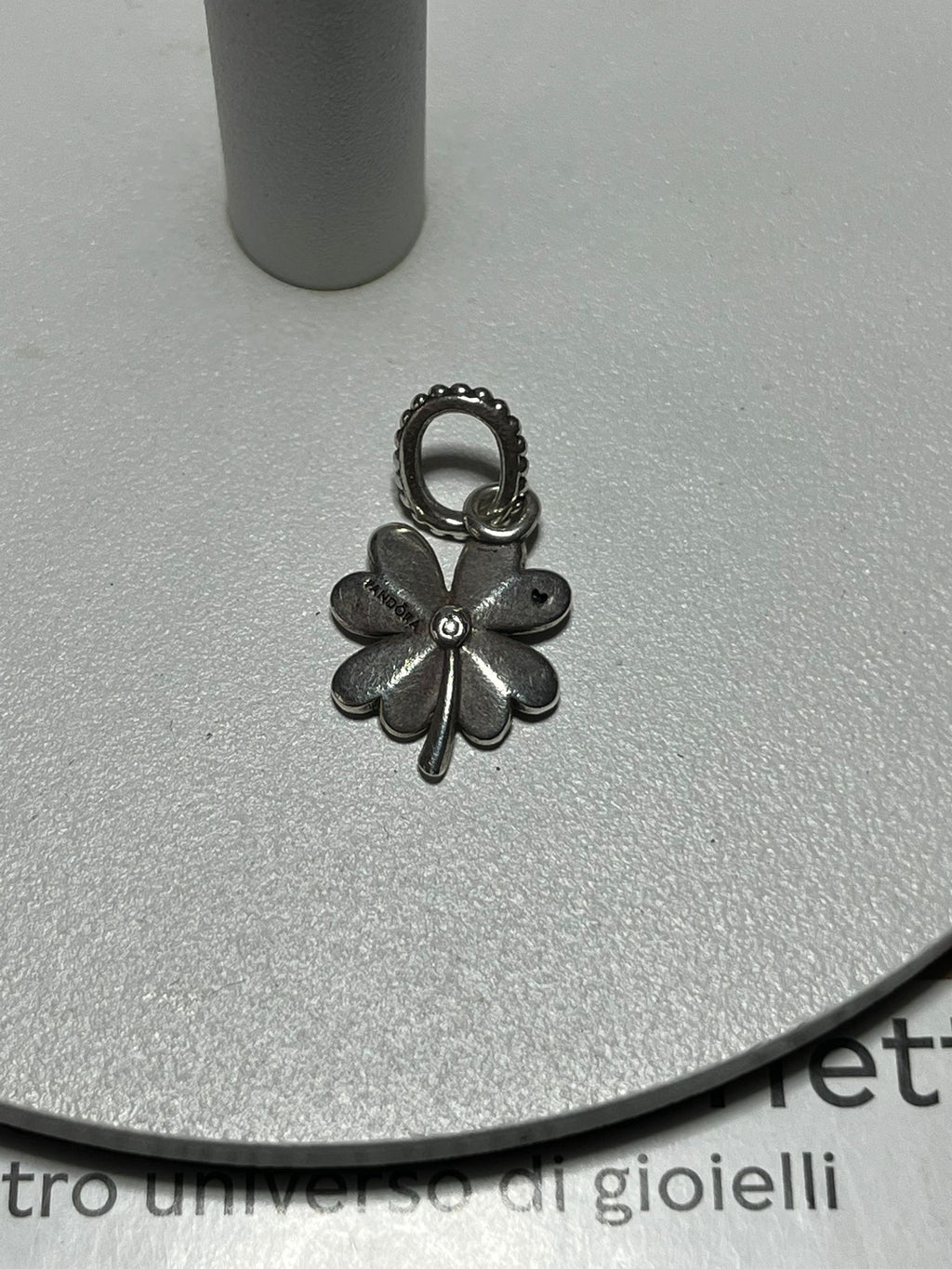 Charm Pendente Quadrifoglio con Perlina in Argento
