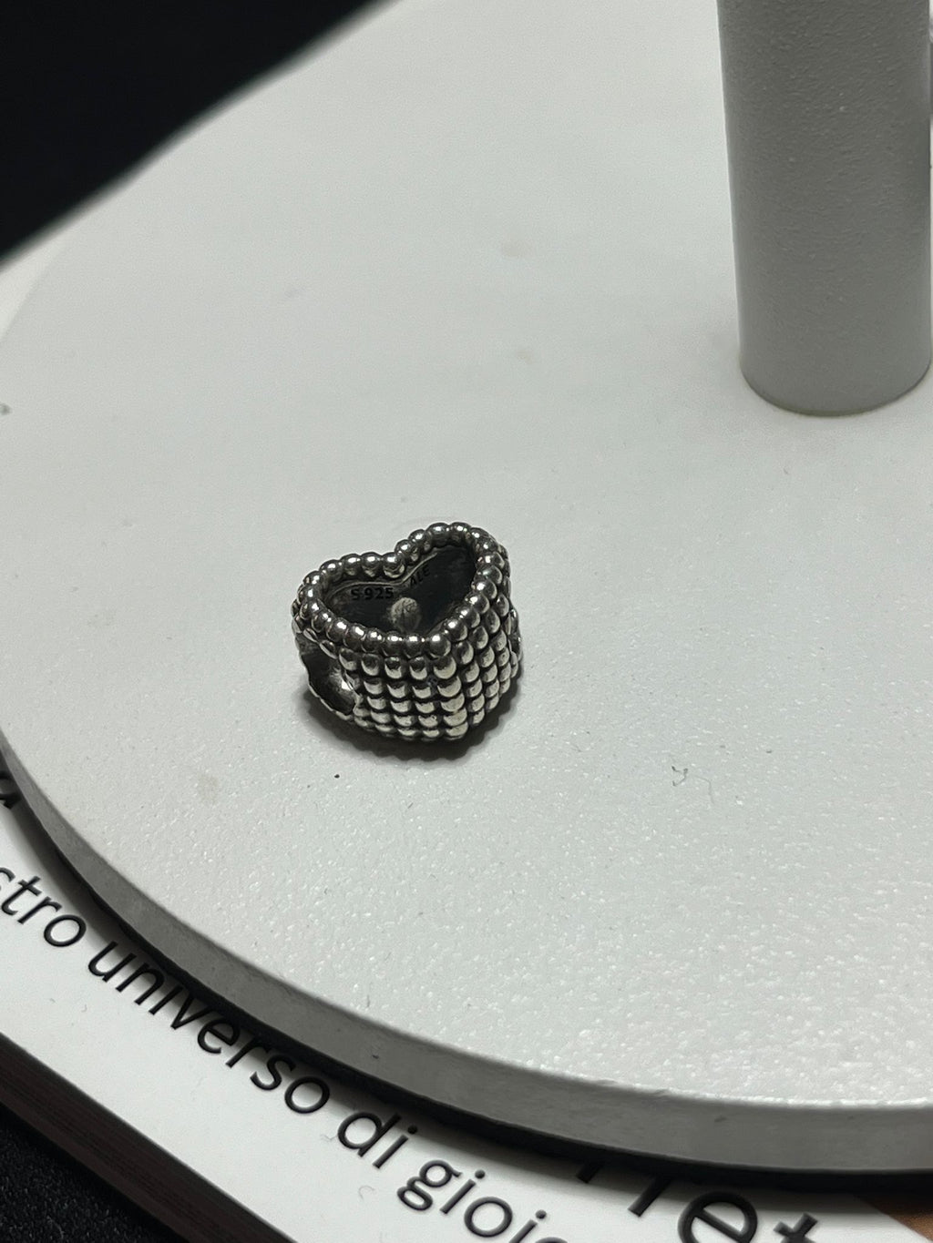 Charm Cuore Aperto con Perline in Argento