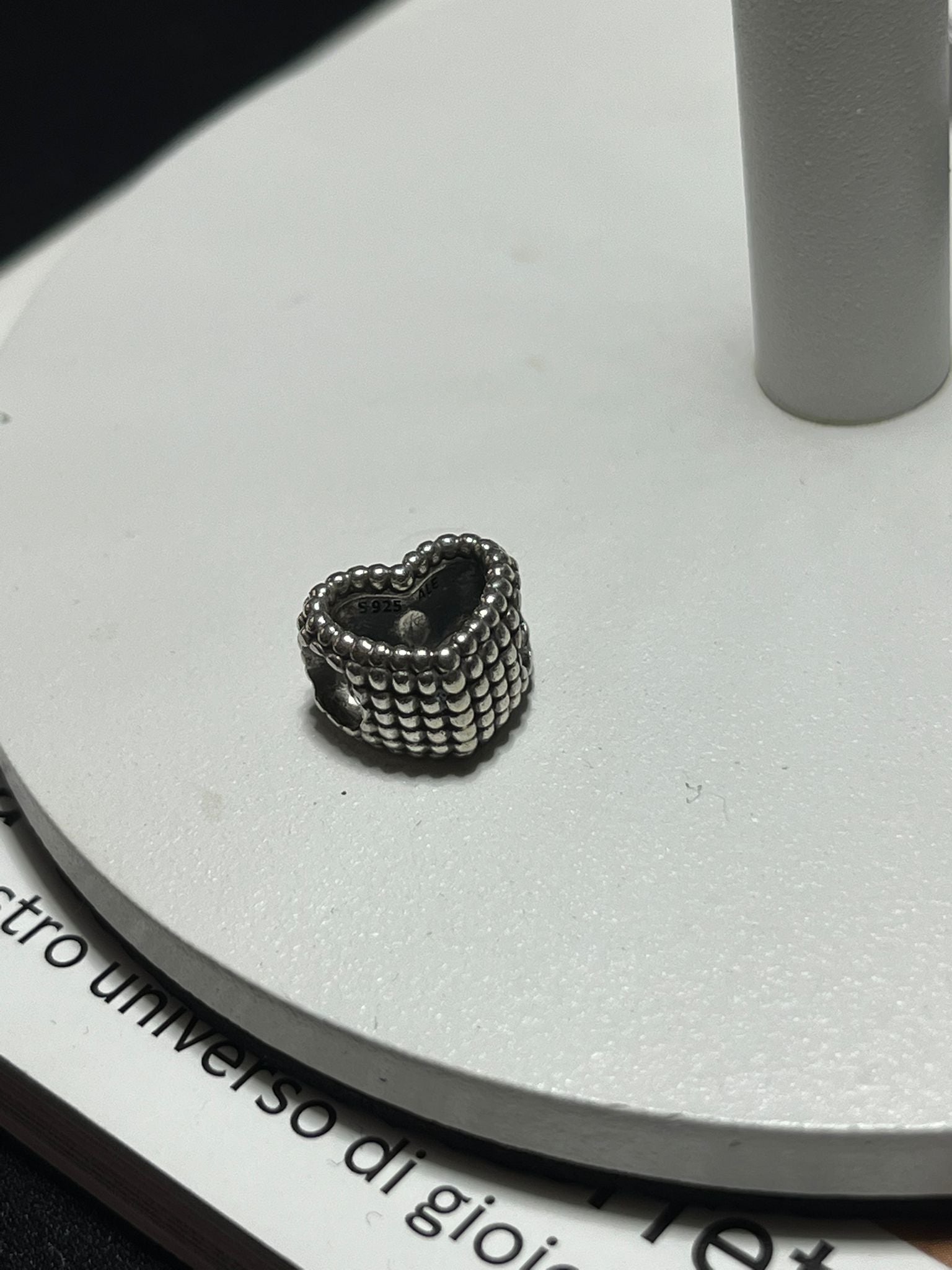 Charm Cuore Aperto con Perline in Argento