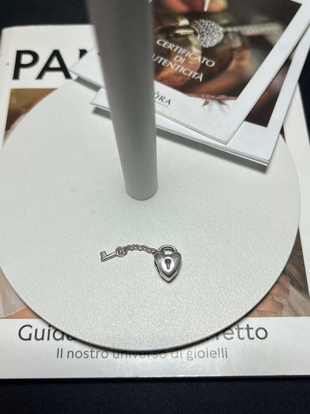 Charm Lucchetto Cuore con Chiave in Argento