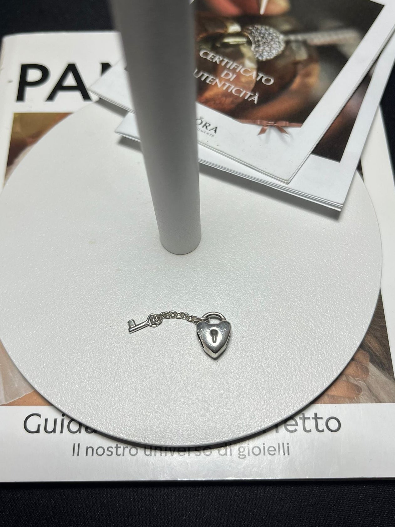 Charm Lucchetto Cuore con Chiave in Argento