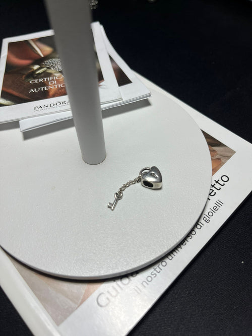 Charm Lucchetto Cuore con Chiave in Argento