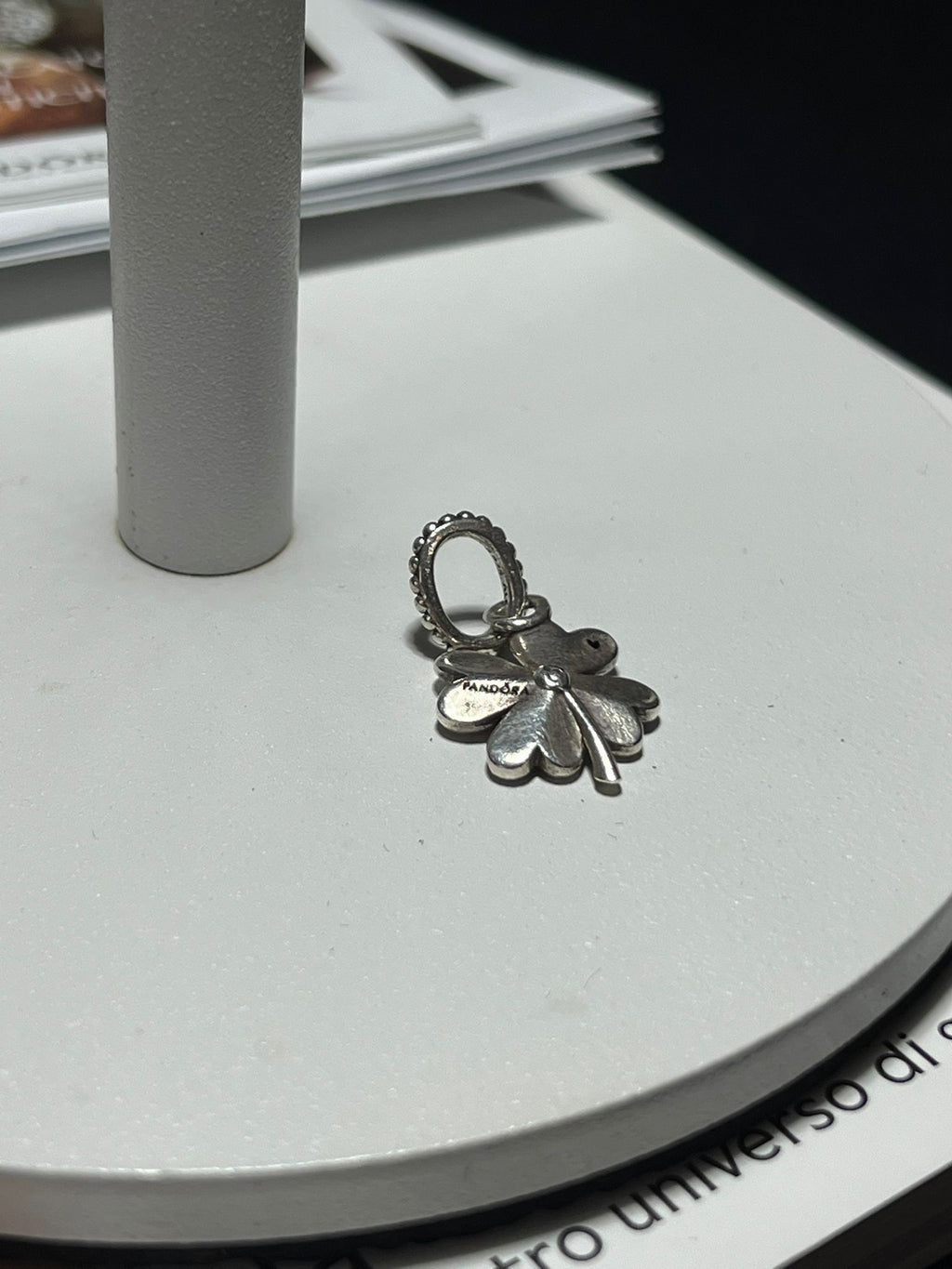 Charm Pendente Quadrifoglio con Perlina in Argento