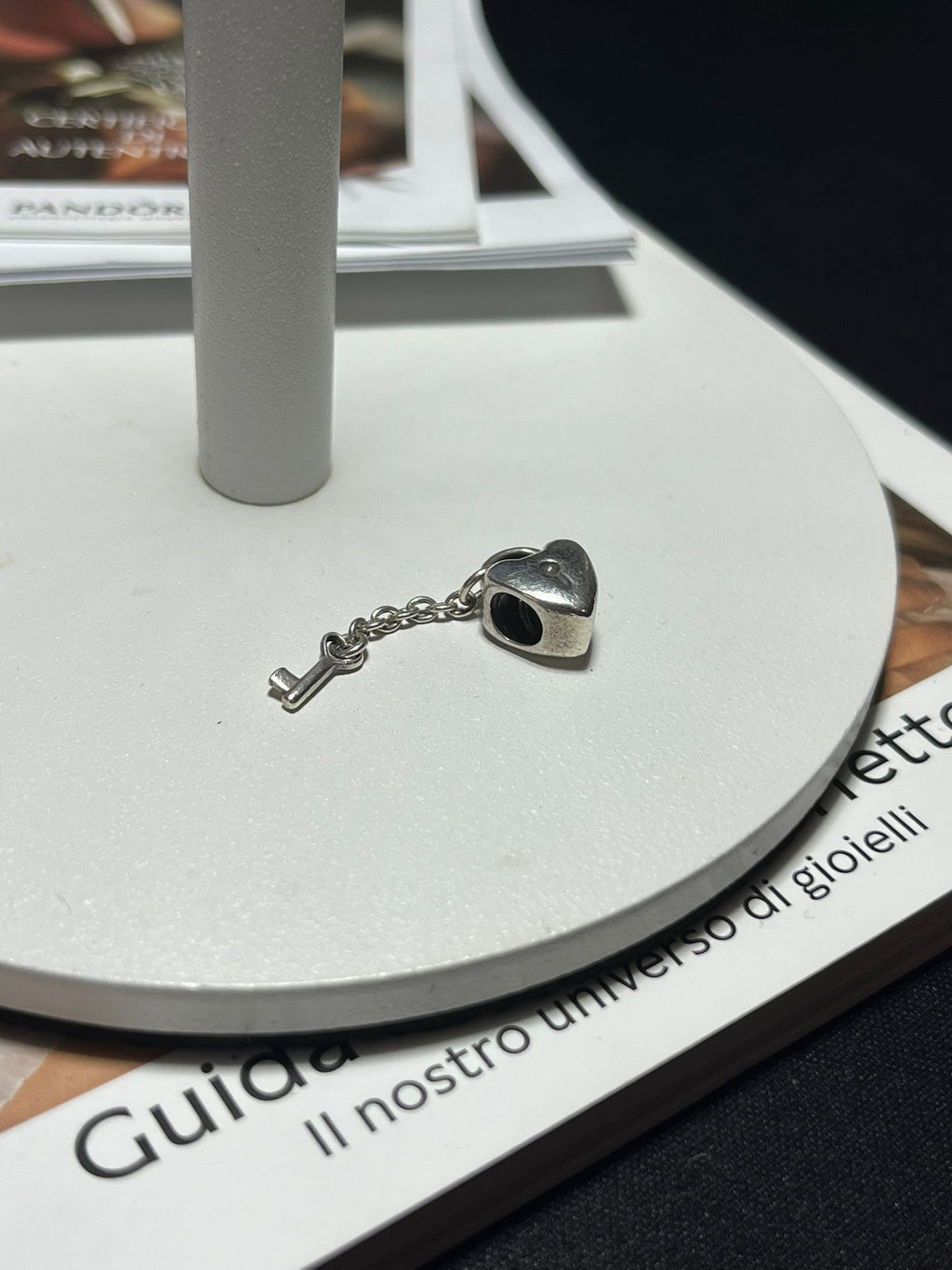 Charm Lucchetto Cuore con Chiave in Argento