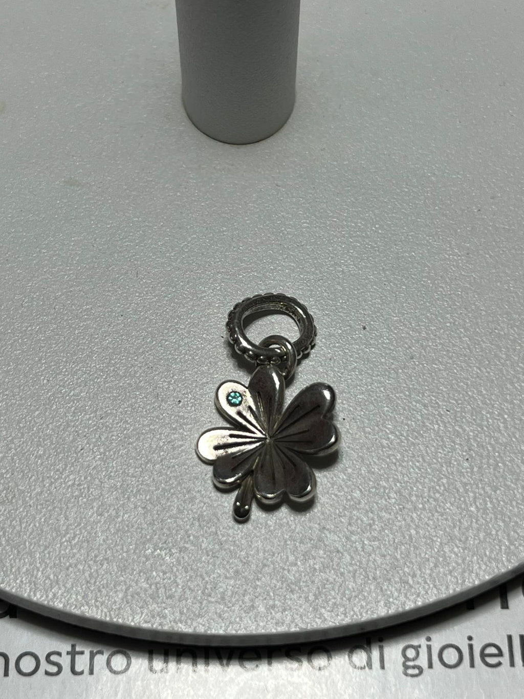 Charm Pendente Quadrifoglio con Perlina in Argento