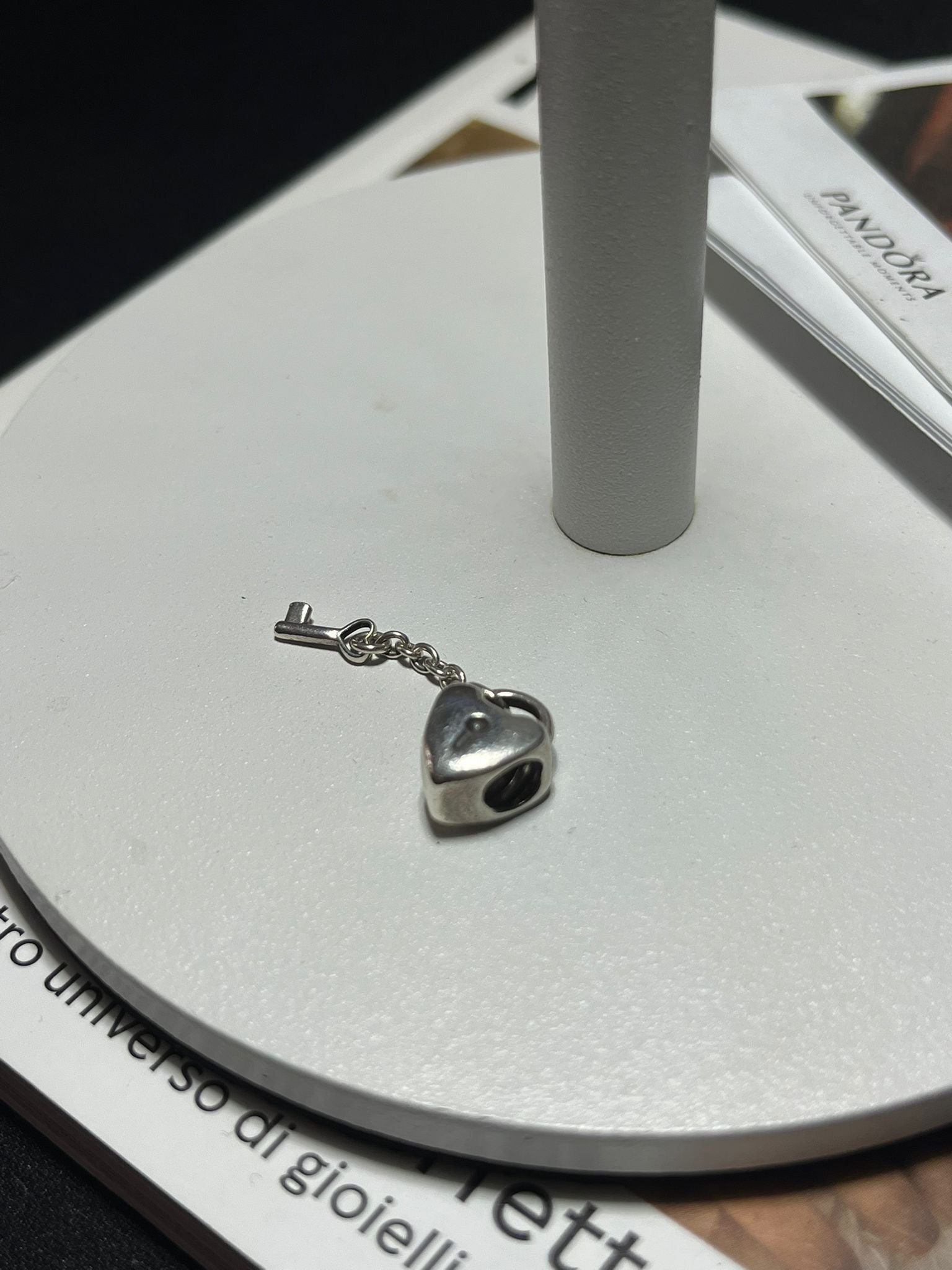 Charm Lucchetto Cuore con Chiave in Argento